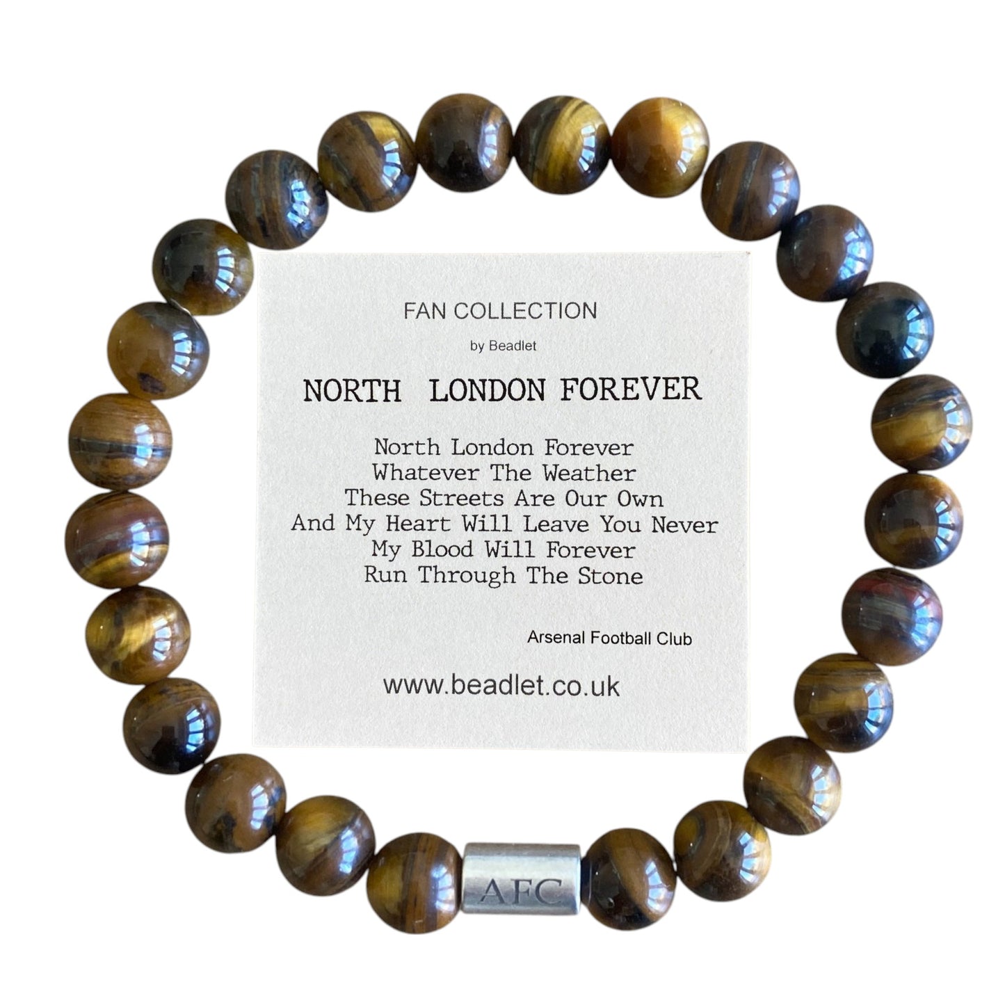 Arsenal Men's Tiger Eye Beaded Bracelet