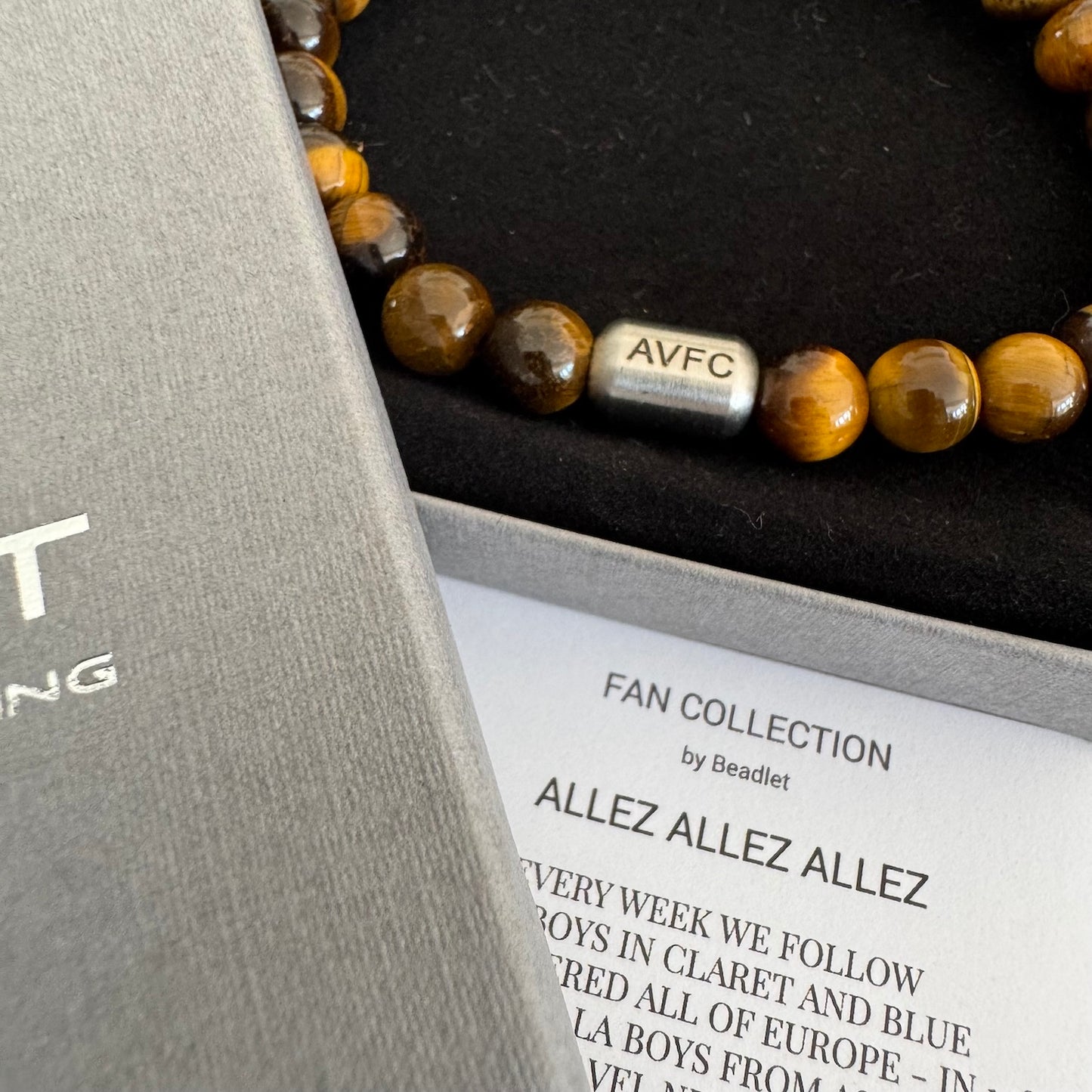 Aston Villa Men's Tiger Eye Beaded Bracelet
