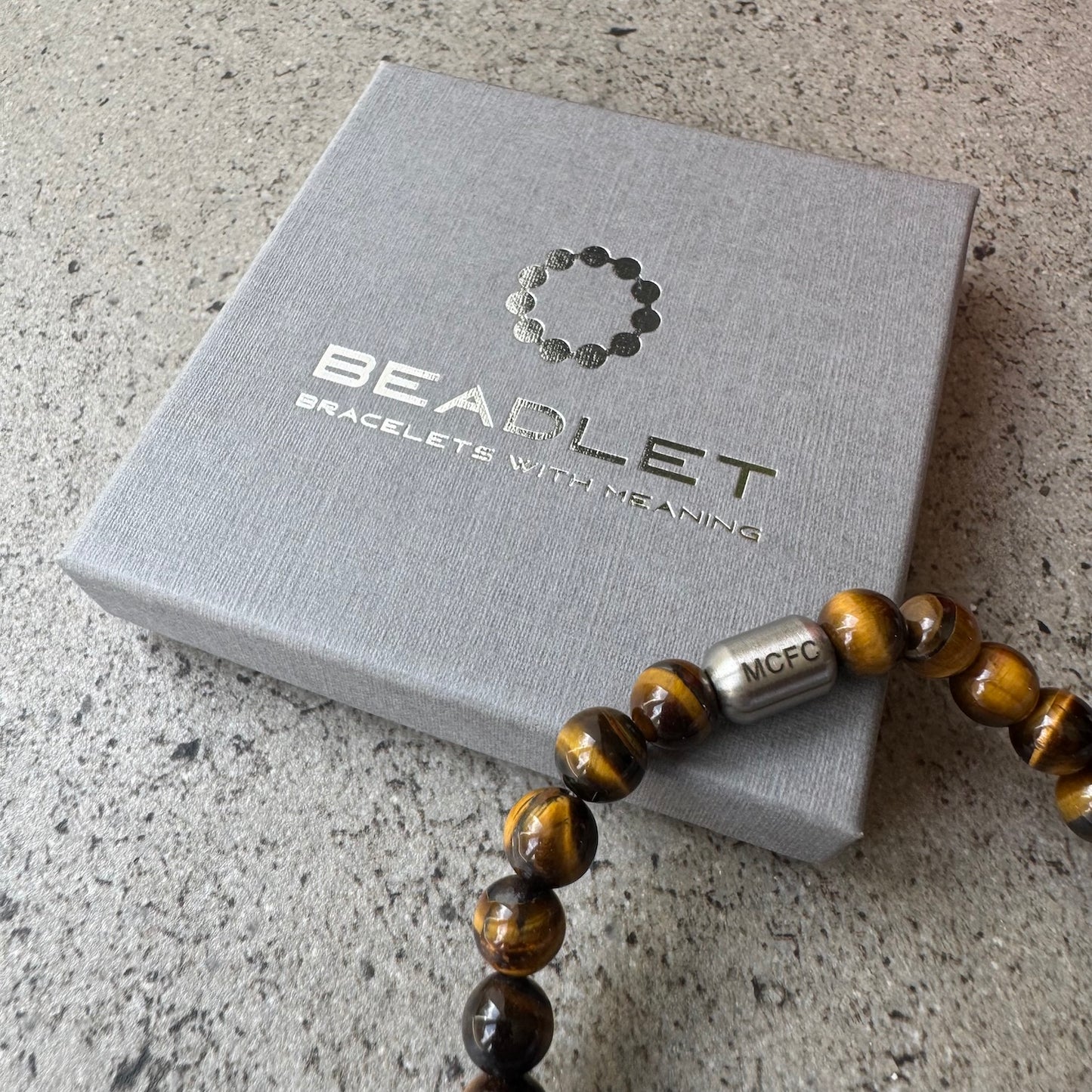 Manchester City Men's Tiger Eye Beaded Bracelet