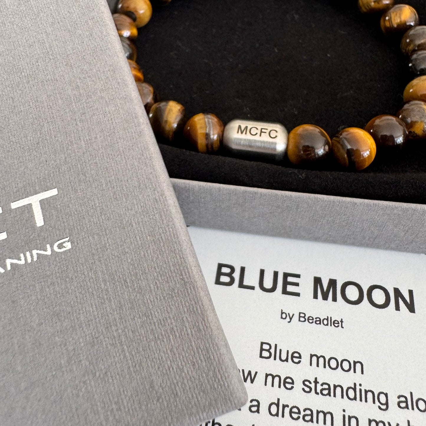 Manchester City Men's Tiger Eye Beaded Bracelet