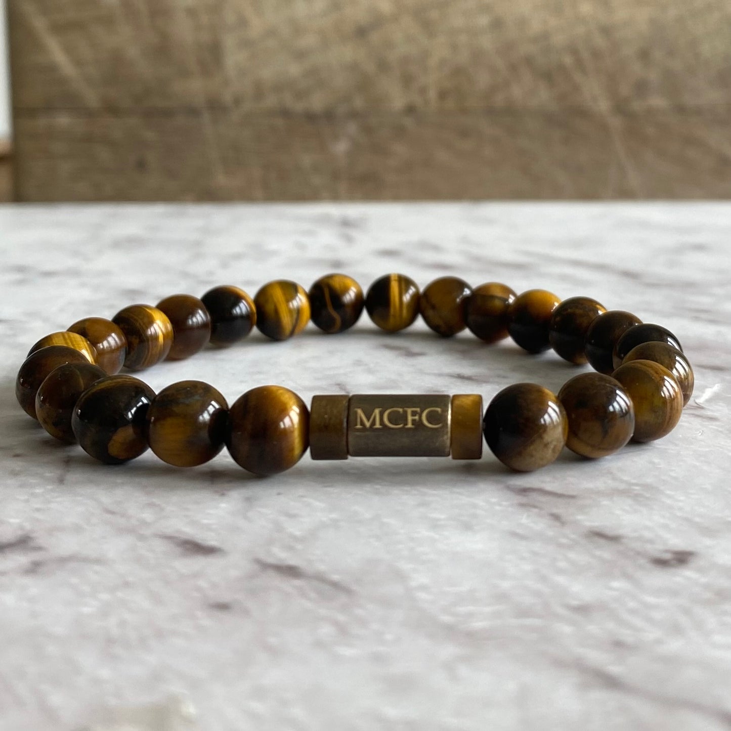 Manchester City Men's Tiger Eye Beaded Bracelet