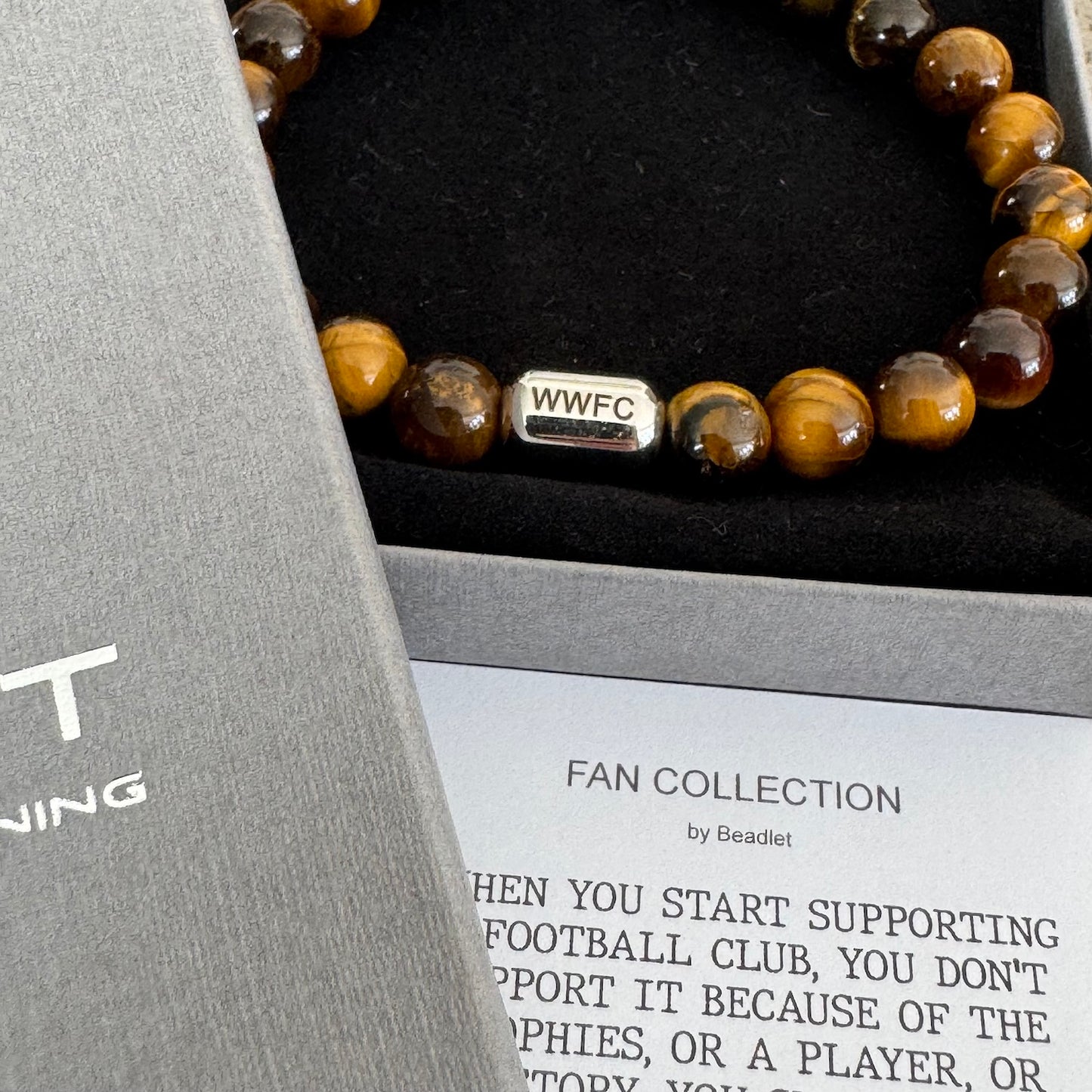 Wolverhampton Wanderers Men's Tiger Eye Beaded Bracelet