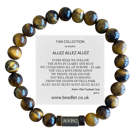Aston Villa Men's Tiger Eye Beaded Bracelet