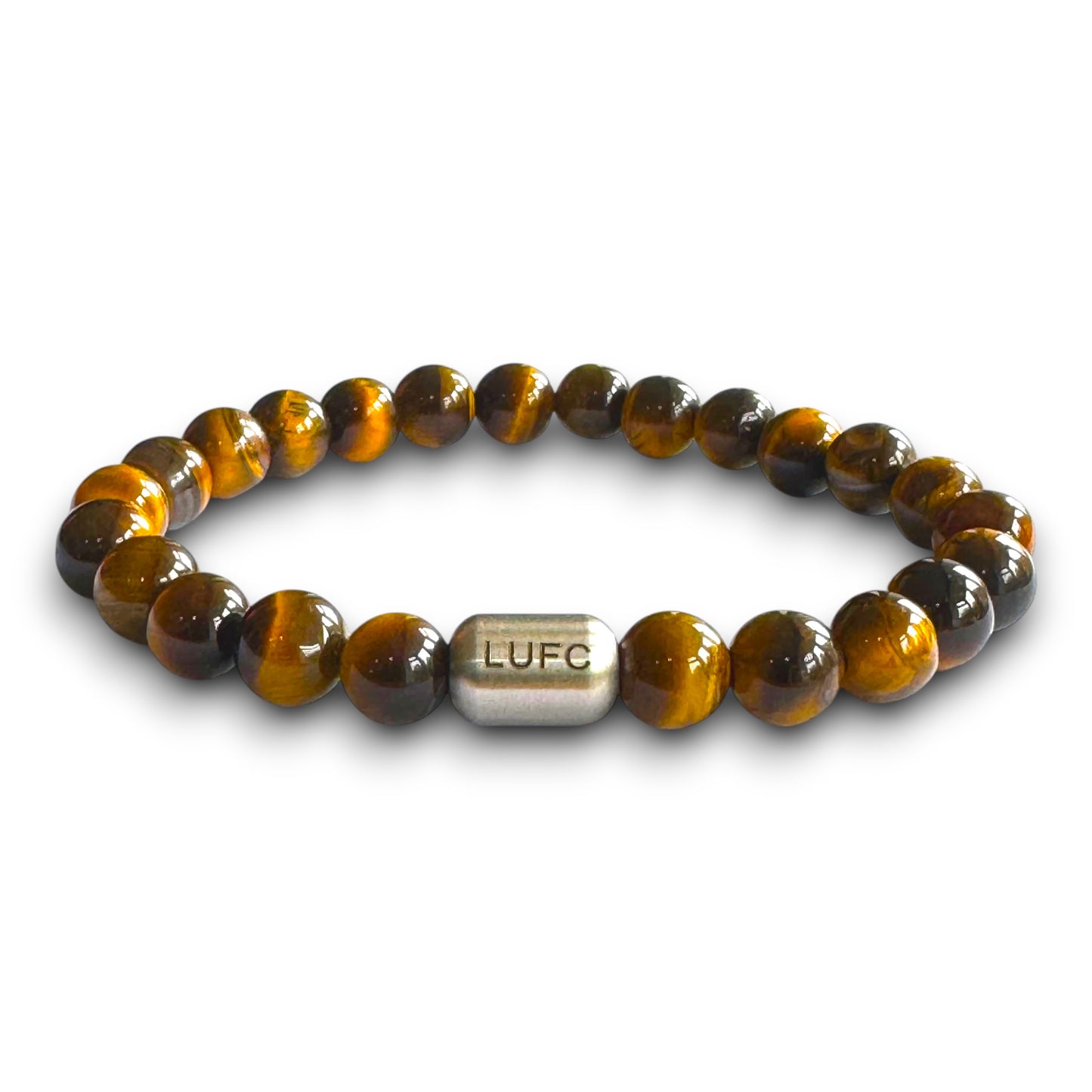 Leeds United Men's Tiger Eye Beaded Bracelet