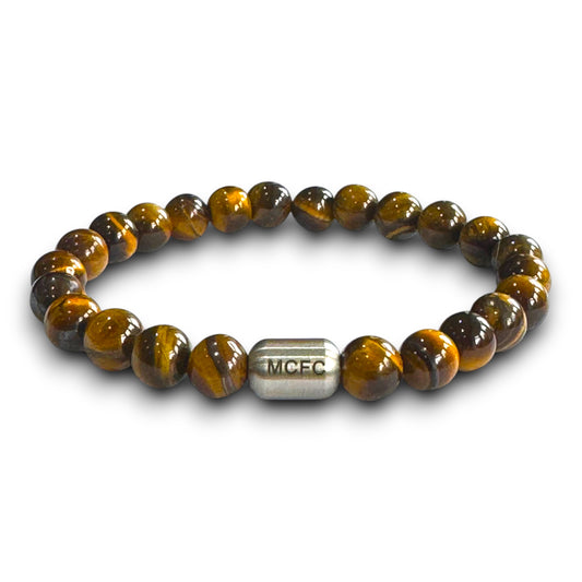 Manchester City Men's Tiger Eye Beaded Bracelet