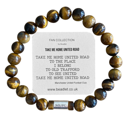 Manchester United Men's Tiger Eye Beaded Bracelet