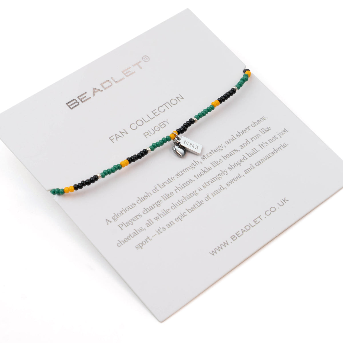 Northampton Saints Rugby Fan Bracelet With Stadium Tag & Heart Charm