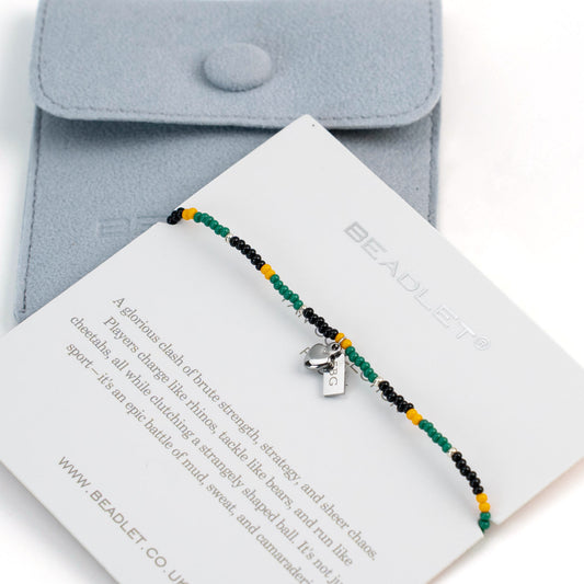 Northampton Saints Rugby Fan Bracelet With Stadium Tag & Heart Charm